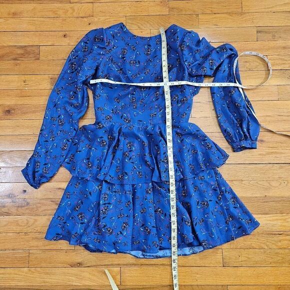 Love by Theia Blue Ruffle Tiered Strappy Back Cocktail Dress Size 4 - Picture 5 of 8